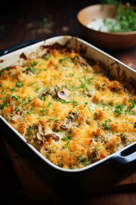 Weight Watchers Mushroom Recipes, Mushrooms As A Side Dish, Deconstructed Stuffed Mushrooms, Mushrooms And Cream Cheese, Parmesan Mushroom Casserole, Things To Do With Mushrooms, Best Mushroom Side Dish, Savory Mushroom Beef Casserole, Mushroom Dishes Recipes