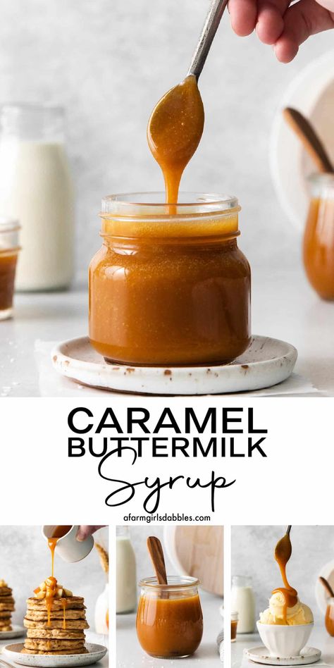 Buttermilk Caramel Syrup, Buttermilk Caramel Sauce, Caramel Syrup For Pancakes, Cream For Pancakes, What To Do With Buttermilk, Cream Syrup Recipe, Caramel With Milk, Caramel Syrup Recipe, Holiday Bites