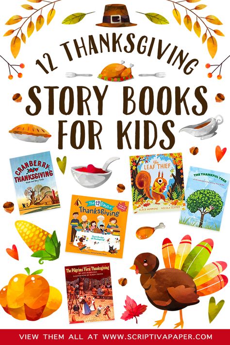 If you're looking for story book ideas that go along with the Thanksgiving theme, check out our list of 12 children's books that include themes of fall harvest, gratitude, changing seasons, and the history of Thanksgiving. Our list is great for moms for nightly storytime, homeschoolers, and school teachers to use in the classroom. View the complete list at the link! #thanksgiving #fall #autumn #harvest #seasons #story #books #children #history #homsechool #school #storytime Thanksgiving Story For Preschoolers, Story Book Ideas, Christmas I Spy, History Of Thanksgiving, Thanksgiving Story, Cranberry Thanksgiving, Thanksgiving History, Charlie Brown Thanksgiving, Thanksgiving Stories