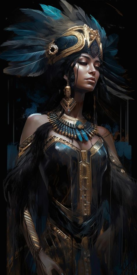 Nephthys, Lady Of The Mansion Of The Bakhu, Goddess Of Mourning And Funerary Rites | Fantasy I Sci-Fi I Books I Films I World Building Egypt Goddess, Egyptian Goddess Art, Divine Feminine Art, World Building, Black Goddess, Goddess Artwork, The Mansion, Egyptian Mythology, Ancient Egyptian Art