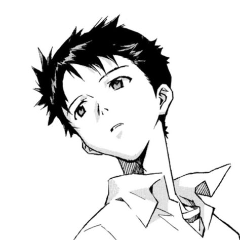 Shinji Ikari, Genesis Evangelion, Neon Genesis, Neon Genesis Evangelion, Short Hair, Neon, Black And White, Hair, Anime