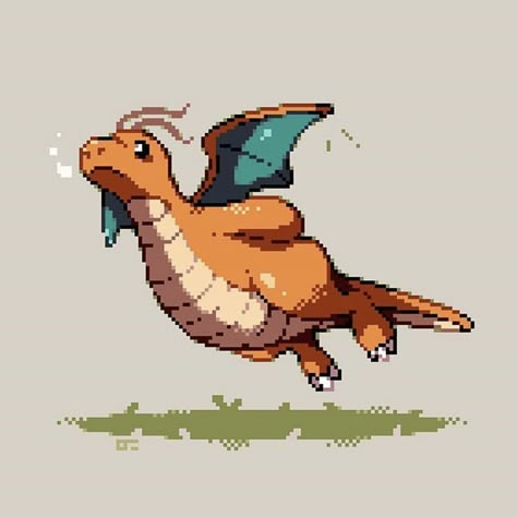 Pokemon Pixel Art Wallpaper, Dragonite Art, Dragonite Pokemon, Pixel Art Dragon, Dragon Pokemon, Pokemon Video, Dragon Flying, Konosuba Wallpaper, Pokemon Pixel Art