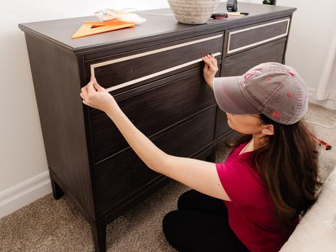 Easy IKEA Dresser Hack - jessicabelteau.com Ikea Black Dresser, Ikea Dresser Makeover, Ikea Dresser Hack, Ikea Nightstand, Dresser Hack, Chair Rail Moulding, Painting Laminate Furniture, Bedroom Built Ins, Ikea Finds