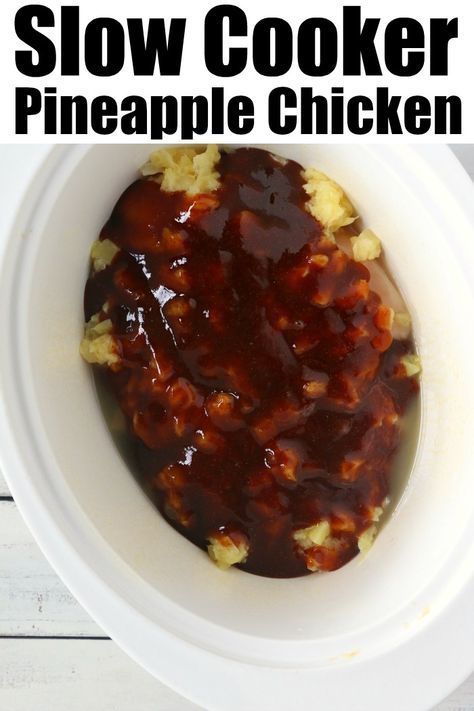 Crockpot Hawaiian chicken has only 5 ingredients! Some call this slow cooker pineapple chicken because it's sweet with a bit of a barbecue kick to it! #crockpotrecipeseasy #crockpotrecipes #slowcookerrecipes #hawaiianchicken #pineapplechicken Pineapple Crockpot, Slow Cooker Pineapple Chicken, Recipes Using Ground Turkey, Hawaiian Chicken Crockpot, Recipes Hamburger, Eggs Healthy, Hawaiian Chicken Recipes, Bake Healthy, Healthy Muffin