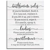 Signs For Bathroom, Funny Toilet Signs, Bathroom Rules Sign, Toilet Signs, Toilet Rules, Rustic Farmhouse Bathroom, Bathroom Laundry Room, Bathroom Rules, Toilet Sign