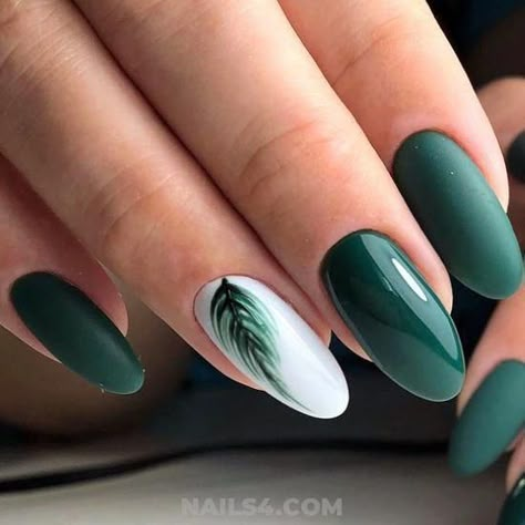 Green Nail Art, September Nails, Green Nail Designs, Cute Gel Nails, Dark Nails, Fall Nail Colors, Nails Desing, Gel Manicure, Green Nails