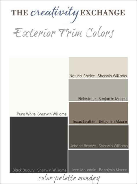 benjamin moore exterior combinations | Tips and Tricks for Choosing Exterior Trim Colors {Color Palette ... Benjamin Moore Exterior, Paint Colors For House, Colors For House, Best Exterior Paint, Glass Railings, House Paint Color Combination, Color Combinations Paint, Exterior House Paint Color Combinations, Trim Colors