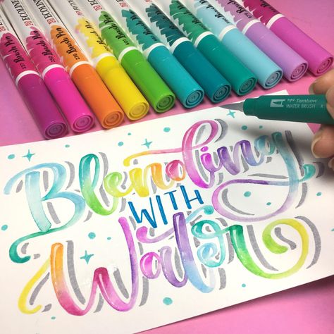 Rainbow Lettering, Brush Lettering Quotes, Curious People, Faux Calligraphy, Marker Paper, Lettering Ideas, Beautiful Lettering, Water Brush, Hand Lettering Art