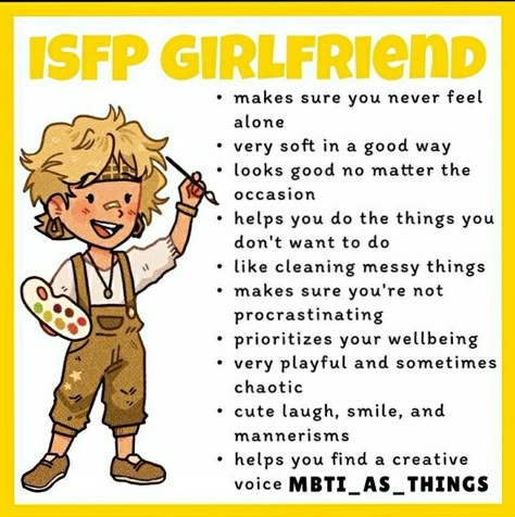 Isfp Girlfriend, Isfp And Enfp, Isfp Outfit, Isfp Memes, Isfp Core, Isfp Relationships, Istj Relationships, Isfp Personality, Personality Chart