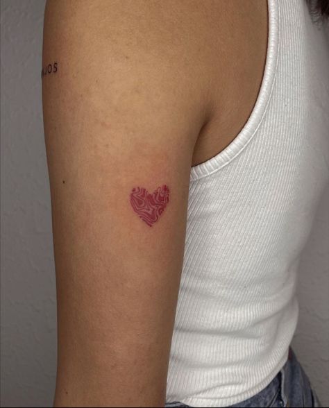 Botched Tattoos, Red Tattoo Women, Heart Tattoo On Back, Red Love Heart Tattoo, Fingerprints Tattoo, Red Minimalist Tattoo, Rec Tattoo, Mini Red Tattoo, Simple Red Tattoo