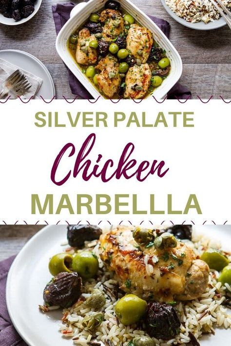 The Silver Palate CHICKEN MARBELLA made with boneless chicken thighs is so easy and sooo good! Complete this make ahead and freezable meal with my "what to serve with" suggestions! #chicken #chickenrecipes #freezeabledinners #partyfood #silverpalate Chicken Marbella Silver Palate, Silver Palate Cookbook, Chicken Marbella, Silver Palate, Cooking With White Wine, Freezable Meals, Main Course Dishes, Communal Table, Boneless Chicken Thighs