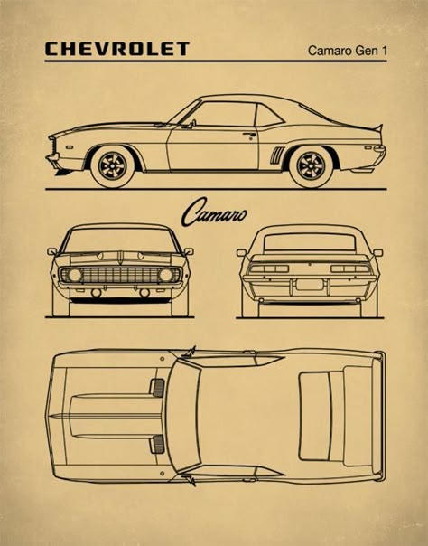 Chevrolet Camaro Art, Camaro Art, Car Blueprint, Cool Car Drawings, Car Design Sketch, Auto Art, Pony Car, Car Sketch, Patent Prints