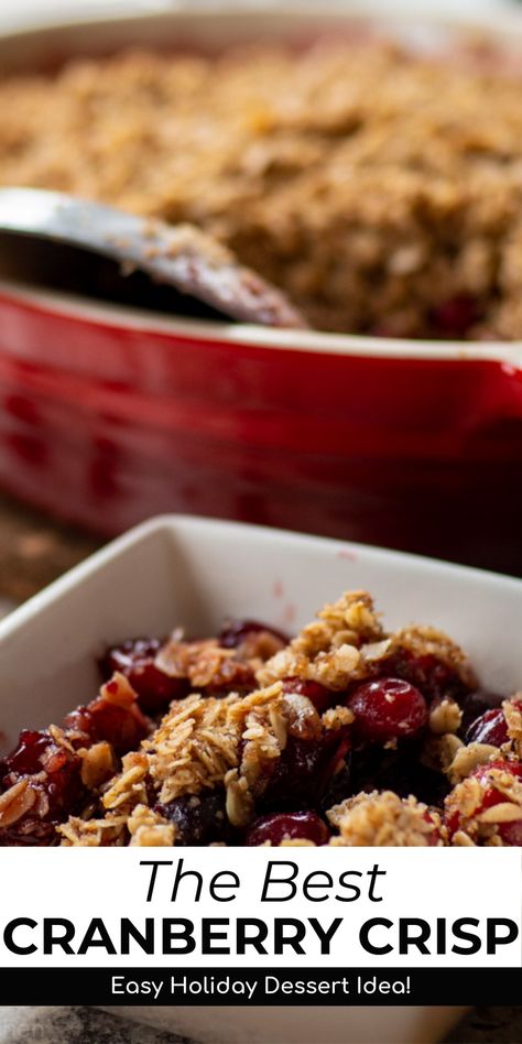 Break away from the usual apple and pumpkin treats this holiday season with a delightful cranberry crisp featuring an oatmeal topping. The brown sugar cinnamon crumble perfectly balances the cranberries' tartness in the warm fruit base. This easy, naturally gluten-free recipe is irresistible, especially when served with a scoop of ice cream. Cranberry Apple Crisp, Dried Cranberries Recipes, Cranberry Crisp, Apple Cranberry Crisp, Oat Flour Recipes, Cranberry Dessert, Pumpkin Treats, Cinnamon Crumble, Easy Holiday Desserts