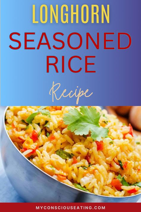 Seasoned rice in a serving dish Longhorn Rice Pilaf Recipe, Longhorn Rice, Steakhouse Rice, Seasoned Rice Recipe, Longhorn Steakhouse Recipes, Steakhouse Recipes, Rice Pilaf Recipe, Pilaf Recipe, Longhorn Steakhouse