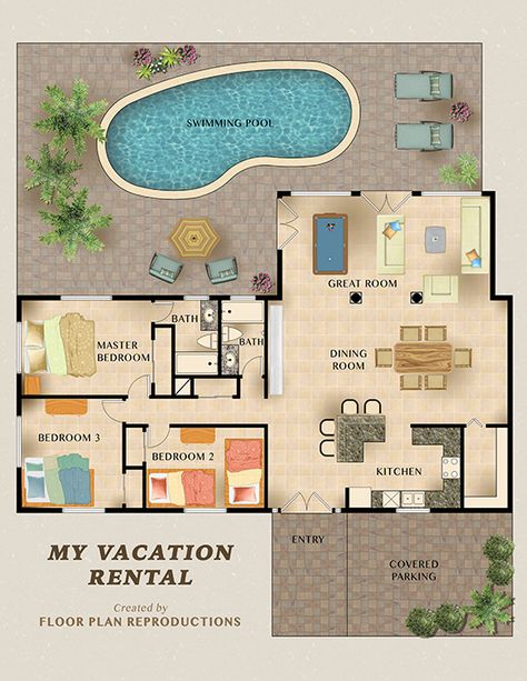 Let us create a Brochure Floor Plan for your Vacation rental marketing. Prices starting at $40.00  www.FloorPlanReproductions.com #vacationrental #vacationrentalowners #vacationrentalmarketing  @Amanda Navarrete Vacation House Floor Plan, Vacation Home Floor Plans, Resort Cottages Design Floor Plan, Resort Planning Layout, Resort Room Floor Plan, Beach Resort Design Plan Layout, Beach Resort Architecture Plan, Tiki House, House Layout Design