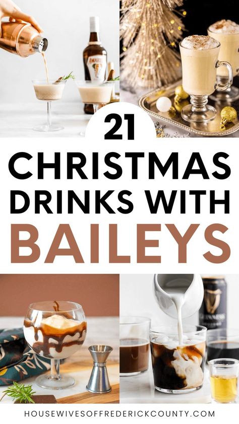 Enjoy these delicious and easy Christmas drinks with Baileys Irish Cream, ideal for cozy winter nights or holiday parties. Baileys Christmas Desserts, Holiday Cocktails With Baileys, Kahlua Christmas Drinks, Baileys Light Recipes Drinks, Hot Baileys Drink Recipes, Bailey Drinks Cocktails, Bailey Cocktails Recipes, Frozen Baileys Drinks, Baileys Cocktails Christmas