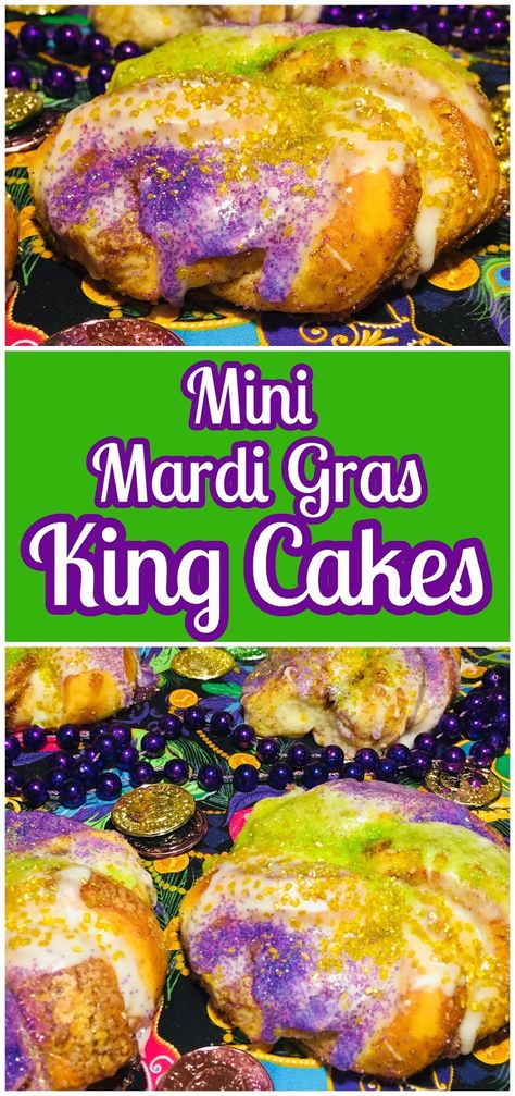 Kings Cake Cupcakes, New Orleans King Cake, King Cakes, King Cake Recipe, Cake Festival, New Orleans Recipes, Mardi Gras King Cake, Creole Cooking, Mardi Gras Food