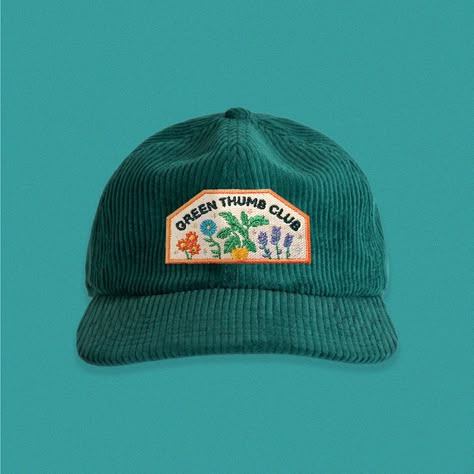 Corduroy Flat Bill Hat, Hat Designs Ideas, Corduroy Hats, Flat Bill Hat, Corduroy Hat, Flat Bill Hats, Patch Hat, Green Hat, The Greenhouse