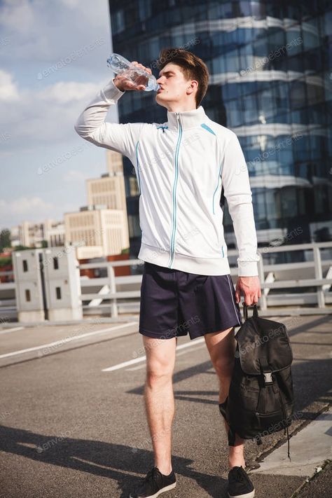 Adult male athlete drinking water after run photo by lenina11only on Envato Elements Drinking Water Reference, Person Drinking Water, Drinking Pose, Run Photo, Nepo Baby, Harris Teeter, Badminton Court, People Drawing, Male Pose Reference