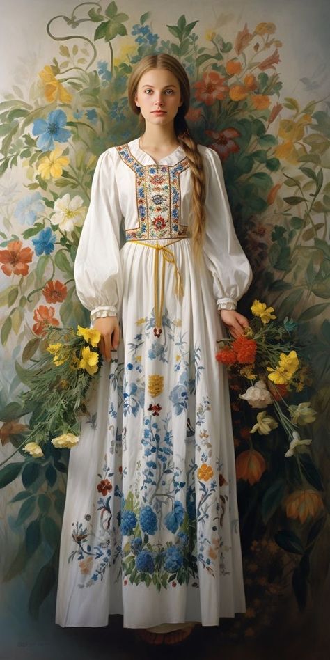 Folk Outfit, Scandinavian Clothes, German Traditional Clothing, Romanian Clothing, Scandinavian Dress, Slavic Clothing, Ukrainian Clothing, National Clothes, Folk Dresses