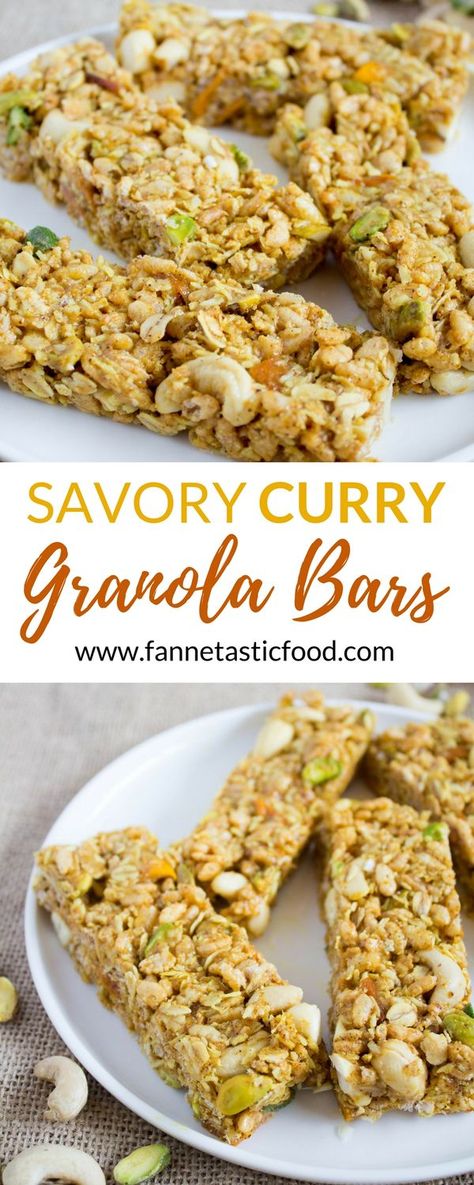 Savory Curry Granola Bars - If you've never tried savory granola bars, you're in for a treat! Sweet, savory, salty, chewy, crunchy, and filled with delicious curry flavor. | healthy granola bar recipe | no bake granola bars | savory granola bar recipe | homemade granola bars | Omelet Ideas, Granola Bar Recipe Healthy, Bake Gluten Free, Savory Granola, Granola Bar Recipe, Healthy Savory Snacks, Healthy Vegetarian Snacks, Breastfeeding Snacks, Healthy Snacks List