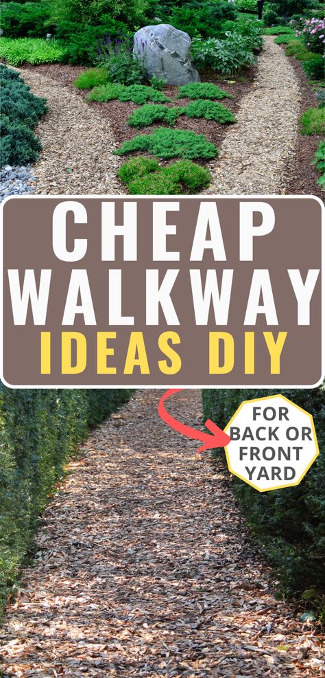 4 Cheap DIY Garden Path Ideas for Your Backyard Garden - The Real Gardener Cheap Walkway Ideas Diy, Cheap Walkway Ideas, Diy Garden Path, Garden Path Ideas, Diy Pathway, Front Yard Walkway, Budget Landscaping, Stone Garden Paths, Cheap Landscaping Ideas