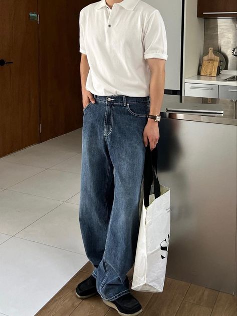 Polo Shirt With Jeans, Malaysia Outfit, Dress Pants Men, Shirt With Jeans, Mens Aesthetic, Mens Dress Pants, Men Fashion Casual Outfits, Ideas Aesthetic, Jeans Men