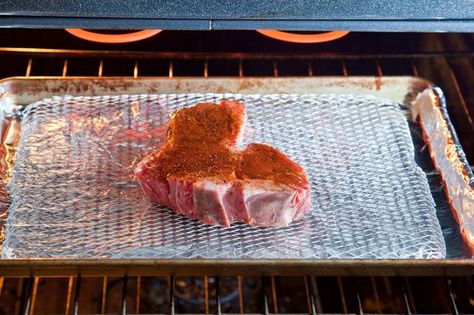 T-bone steak on broiler pan in oven. Tbone Steak In Oven, Crockpot Ribeye Steak Recipes, Grilled Sirloin Steak Recipes, Steak Recipes Pan, Grilled Ribeye Steak Recipes, Tbone Steak Recipe, Marinated Steak Recipes, Tbone Steak, Oven Steak