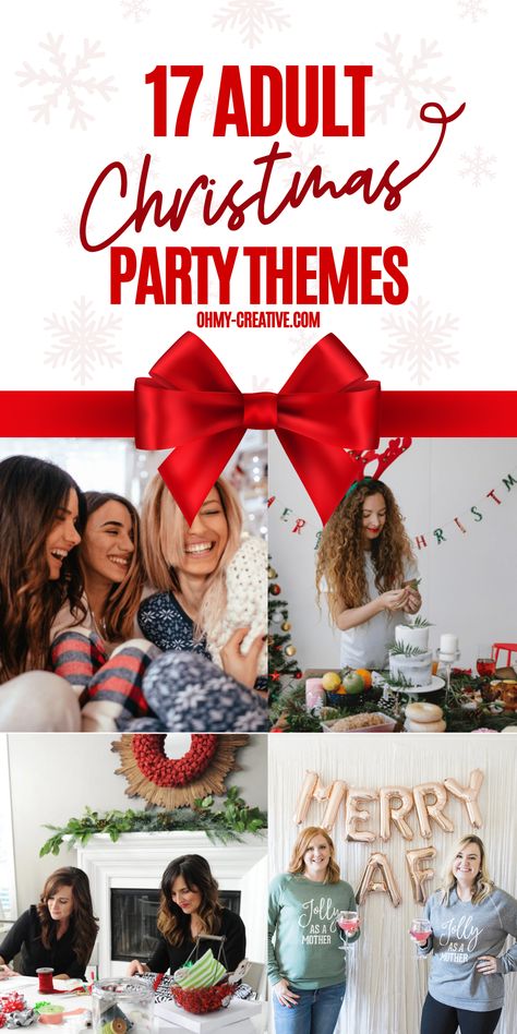 Get ready to spread some holiday cheer with these 17 adult Christmas party themes that will take your celebrations to the next level! From elegant dinner parties with festive cocktails to themed celebrations. You can create a cozy, warm and the best festive atmosphere or go all out with a lively bash filled with games, music, and laughter. These themes will help you craft the ideal holiday experience, no matter how you envision your Christmas party. #AdultChristmasParty #ChristmasPartyThemes Adult Christmas Party Themes, Christmas Party Theme Ideas, Night Before Christmas Box, Christmas Sweater Party Ideas, Ugly Christmas Sweater Party Ideas, Creative Christmas Ideas, Sweater Party Ideas, Adult Party Ideas, Adult Christmas Party