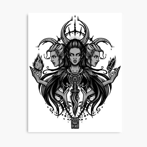 "Triple Goddess Hecate - Patron of Witchcraft and the Night" Art Board Print for Sale by BTW-byMargo | Redbubble Hecate Mythology, Goddess Hecate, Shadows And Light, Hecate Goddess, Throat Tattoo, Dark Elegance, The Occult, The Crossroads, Triple Goddess