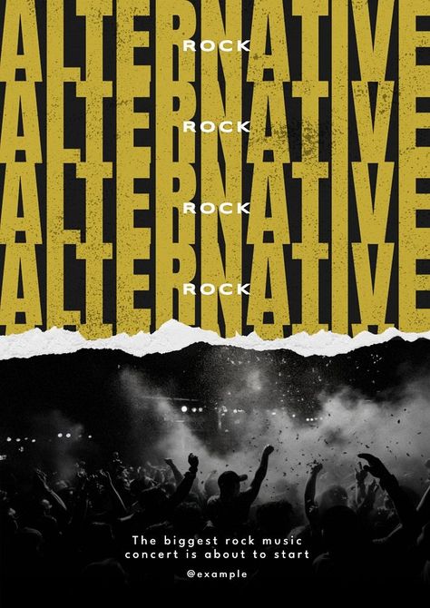 Rock alternative poster template, editable text and design | free image by rawpixel.com / Pitcha Benrohman Rock Poster Design, Band Banners, Poster Rock, International Youth Day, Concert Poster Design, Music Concert Posters, Rock Band Posters, Music Poster Ideas, Book Cover Template