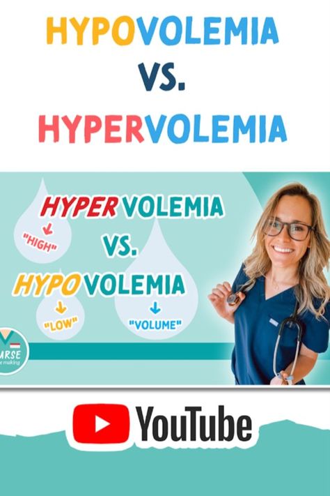 Hypovolemia Vs Hypervolemia, Hypervolemia Nursing, Fluid And Electrolytes, Med Surg, Patient Education, School Study, Nursing Study, Nursing Notes, Study Guides