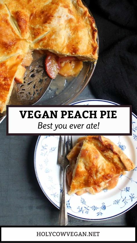 Gluten Free Peach Pie Recipes, Peach Pie Vegan, Vegan Peach Recipes, Vegan Peach Pie, Peaches Recipes, Vegan Pie Crust Recipe, Vegan Peach Cobbler, Easy Bakes, Peach Pie Recipe