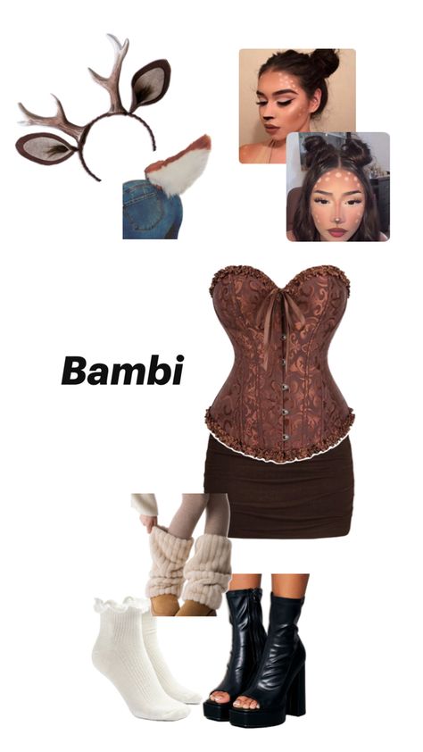 Bambi Halloween Costume, Bambi Halloween, Corset Halloween Costumes, Halloween Rave Outfits, Deer Halloween Costumes, Deer Halloween, Halloween Costumes Brunette, Classy Halloween Costumes, Fairy Halloween Costumes