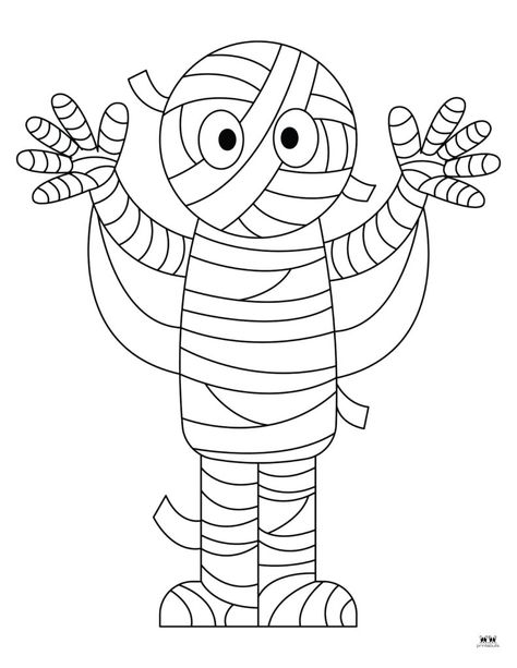 Get into the Halloween spirit with these printable mummy coloring pages and templates for your little ones. 100% FREE! Print from home! Mummy Printable Template, Mummy Cartoon Drawing, Halloween Masks To Print And Color, Free Printable Halloween Bookmarks To Color, Free Printable Halloween Activity Pages, Halloween Coloring Pages, Halloween Coloring, Spirit Halloween, Coloring Pages