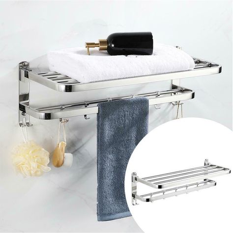 Description : Towel Bar , Towel Rail Holder , Multi Purpose Hook . Construted of premium grade stainless steel , content to protect against corrosion & amp ; rust . Modern minimalist style , perfect for hotel and household use . Installation is easy in just several steps . Unique style Makes this towel bar perfect for bathroom or kitchen and impress your guests with daily use . Great gift idea for men , women , mom , home and family , Good choice for Christmas Day and New Year gift . Specifi Wall Shelf Rack, Kitchen Towel Rack, Bath Towel Racks, Bathroom Towel Rack, Modern Wall Shelf, Bathroom Towel Rails, Wall Mounted Towel Rack, Steel Bath, Towel Shelf