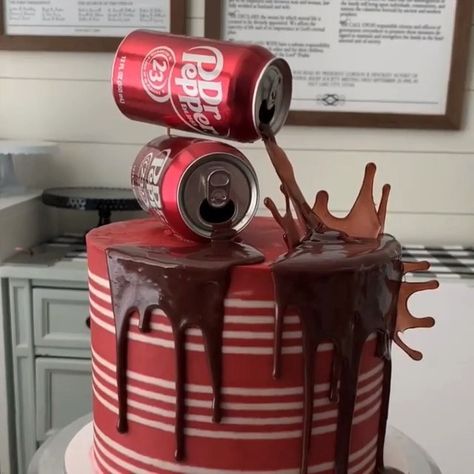 Cakestagraam on Instagram: “Where are the Dr. Pepper fans? Tag someone who drink Dr. Peoper 😛😛😛 Credits: @paintingwithbuttercream Follow @thepurecakes Follow…” Dr Pepper Cake, Realistic Cakes, Dad Birthday Cakes, Birthday Cakes For Teens, Cake Videos, Fun Baking Recipes, Dr Pepper, Buttercream Cake, Cute Cakes