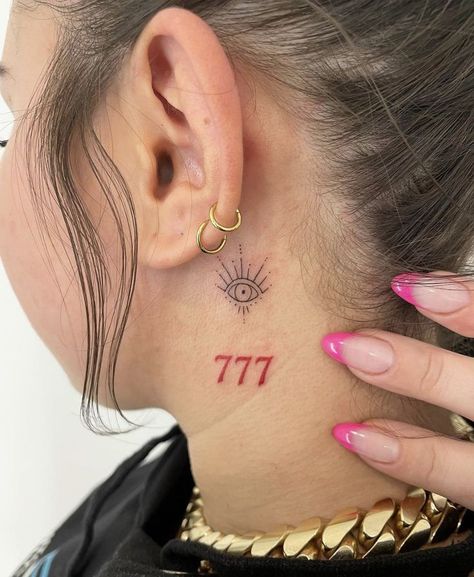 Meaning Of 777, 777 Tattoos, 777 Tattoo Meaning, 777 Tattoo, 16 Tattoo, Hand And Finger Tattoos, Petite Tattoos, Red Ink Tattoos, Pretty Tattoos For Women