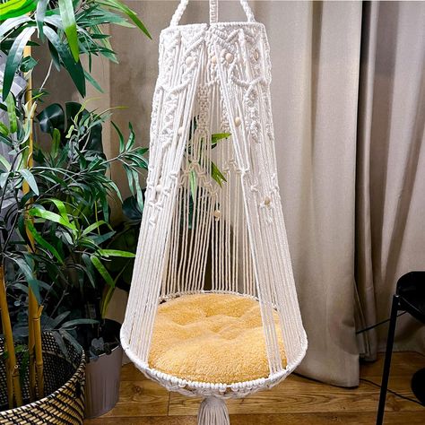 TOYAFUN Hanging Cat Bed - Macrame Cat Hammock for Indoor Outdoor Home Decor, Boho Cat Swing Cat Wall Furniture for Sleeping, Playing and Lounging Wall Hammock, Cat Room Diy, Hanging Cat Bed, Cat Room Decor, Macrame Cat Hammock, Cat Wall Furniture, Indoor Hammock, Hammock Bed, Outdoor Home Decor