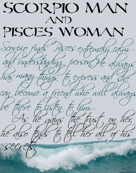 Scorpio and Pisces (Posts tagged FACTS) Scorpio Man And Pisces Woman, Pisces Woman Scorpio Man, Scorpio And Pisces Relationship, Pisces Party, Infj Pisces, Pisces Mermaid, Scorpio And Pisces, Pisces Relationship, Pisces Women