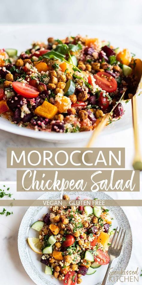 Moroccan Chickpea Salad, Chickpea Salad Vegan, Quinoa Chickpea Salad, Moroccan Chickpea, Moroccan Salad, Plats Healthy, Chickpea Salad Recipes, Vegan Quinoa, Spiced Chickpeas