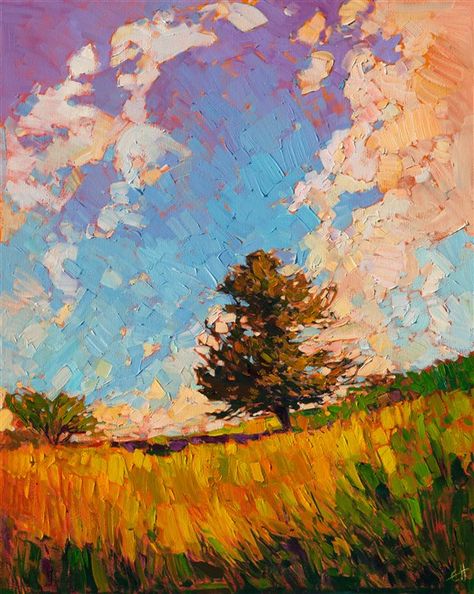 A contemporary masterpiece of light and color, by modern impressionist Erin Hanson. Erin Hanson, Contemporary Impressionism, Modern Impressionism, Impressionist Landscape, Textured Canvas Art, Contemporary Abstract Art, Impressionist Paintings, Impressionist Art, Mini Canvas Art