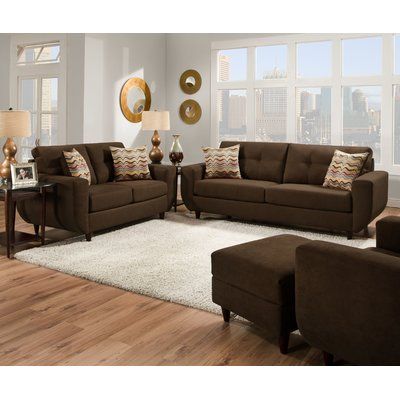 Brayden Studio Simmons Upholstery Gudino Sofa Upholstery: Chocolate Couches Living Room Modern, Brown Furniture Decor, Brown Sofa Set, Blue Sofa Living, Brown Furniture Living Room, Brown Sofa Living Room, Couches Living, Dream Patio, Studio Inspiration