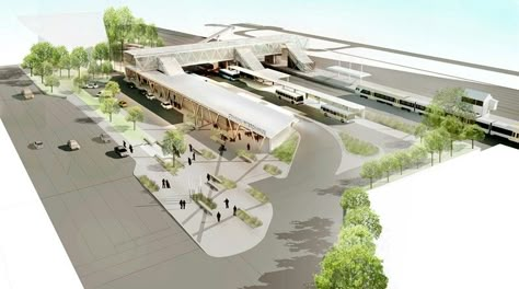 Train Station Design Concept, Multimodal Transport Hub, Bus Terminal Design Concept, Bus Terminal Design, Bus Station Design, Transport Terminal, Terminal Design, Bus Stop Design, Terminal Bus