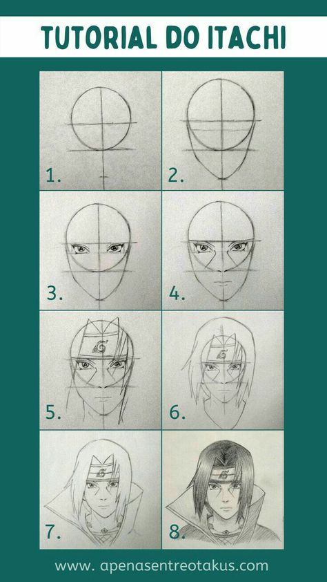 Naruto Drawings Easy, Anime Drawings For Beginners, Anime Face Drawing, Naruto Painting, Naruto Sketch Drawing, Itachi Uchiha Art, Drawing Tutorial Face, Anime Tutorial, Naruto Sketch