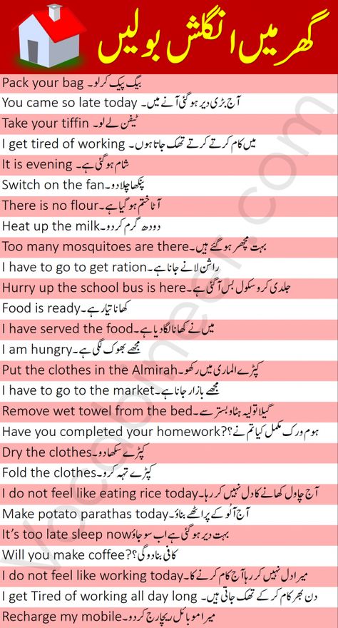 Daily Use English Sentence With Urdu, Urdu To English Translation Sentences, English To Urdu Sentences, Learn To Speak English, English Speaking Book, Simple English Sentences, English To Urdu, Basic English Sentences, English Phrases Sentences