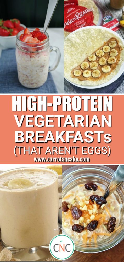 high-protein vegetarian breakfasts that aren't eggs! Macro Friendly Breakfast, Recipes Carrots, High Protein Vegetarian Breakfast, High Protein Diets, Breakfast Ideas Without Eggs, Vegetarian Breakfasts, Protein Vegetarian, High Protein Breakfast Recipes, High Protein Vegetarian Recipes