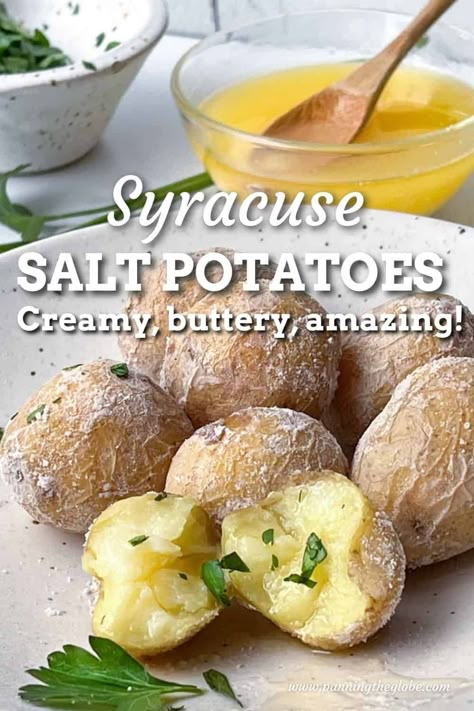 Syracuse Salt Potatoes Recipe, Salt Potatoes Recipes, Syracuse Salt Potatoes, Tofu Pie, Salt Potatoes, Sides For Dinner, Potatoes Fries, New York Eats, Healthy Low Fat Recipes