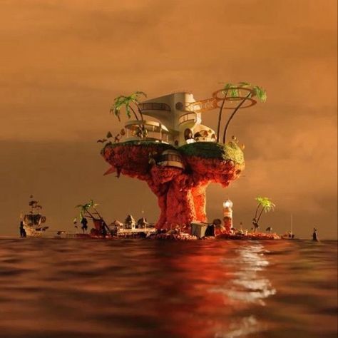 Gorillaz Plastic Beach Art, Plastic Beach Aesthetic, Gorillaz Aesthetic Wallpaper, Plastic Beach Poster, Gorillaz Wallpaper Iphone, Album Wallpaper Iphone, Plastic Beach Gorillaz, Album Art Wallpaper, Music Album Wallpaper