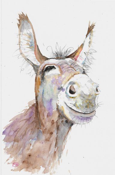 Donkey Painting, Mules Animal, Farm Animal Art, Cute Donkey, Whimsical Paintings, Pony Horse, Flower Artwork, Romantic Art, Donkeys